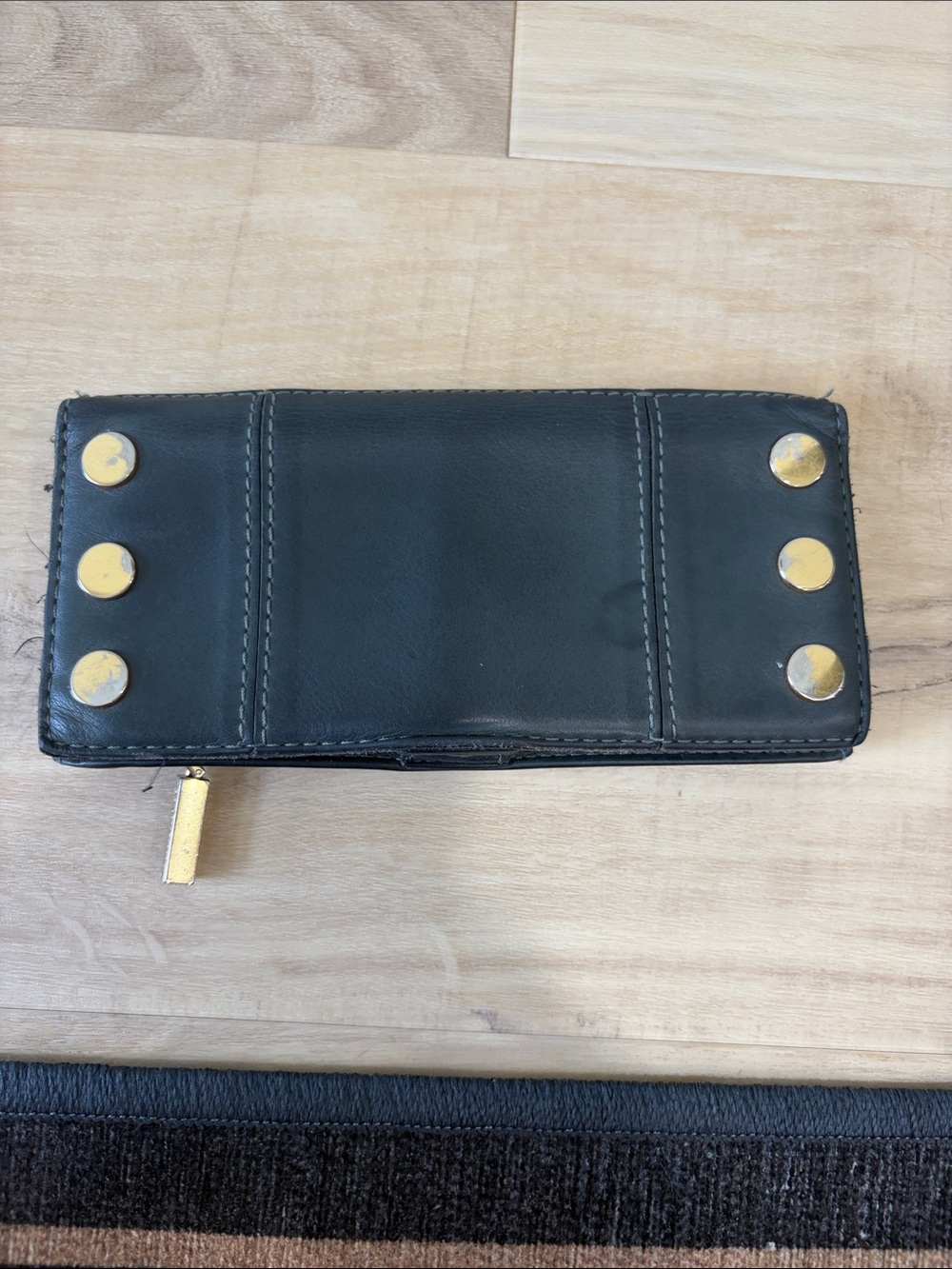 Hammitt Gray Leather 110 North Zip Wallet with Gold Studs - Picture 3 of 14